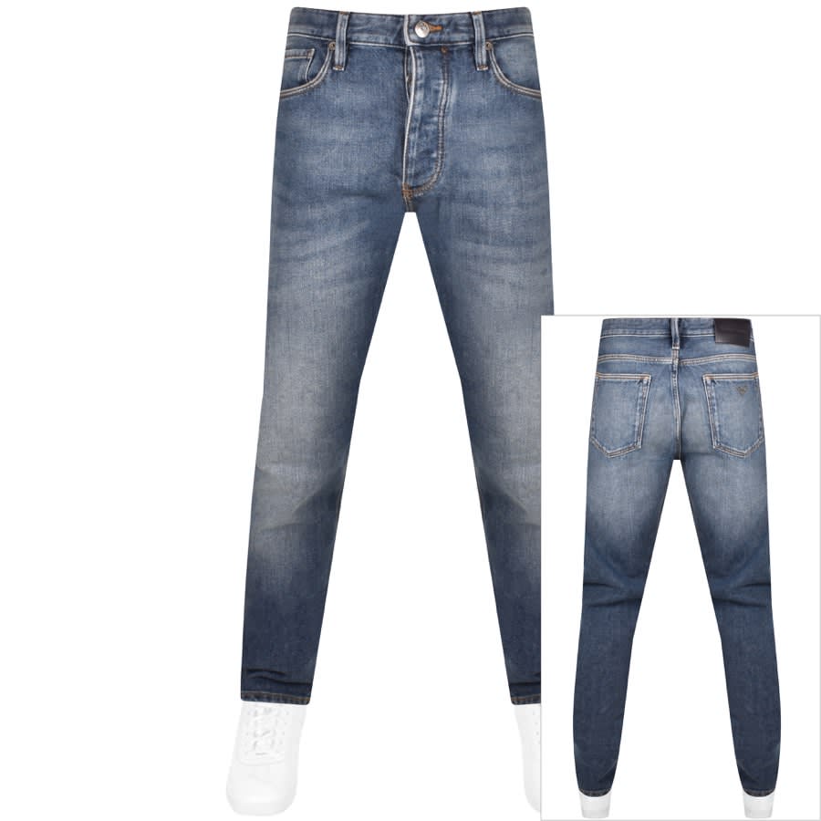 Image number 1 for Emporio Armani J75 Slim Mid Wash Jeans Blue