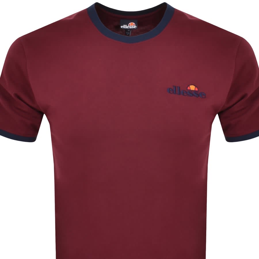 Image number 2 for Ellesse Meduno Logo T Shirt Burgundy