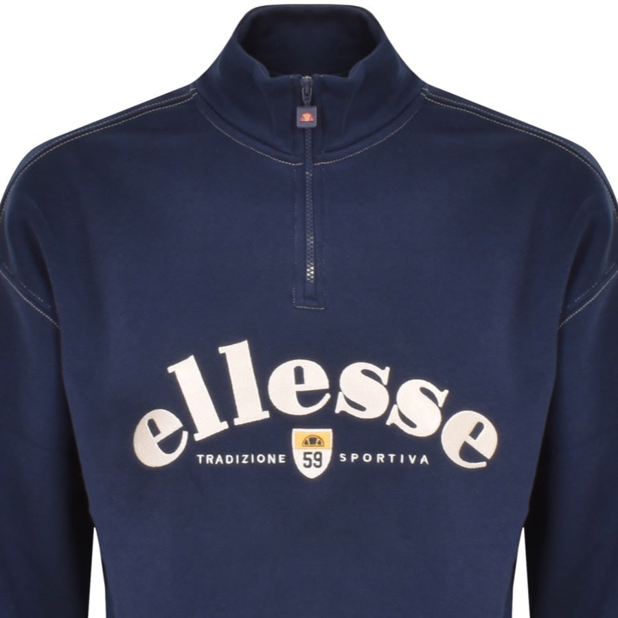 Image number 2 for Ellesse Roane Quarter Zip Sweatshirt Navy