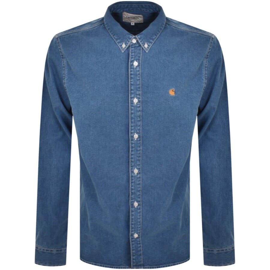 Image number 1 for Carhartt WIP Weldon Denim Long Sleeve Shirt Blue