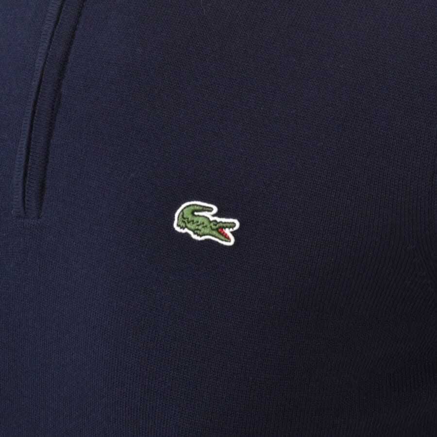 Image number 3 for Lacoste Half Zip Logo Knit Jumper Navy