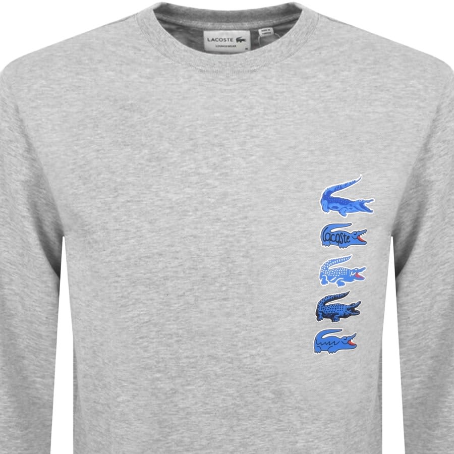 Image number 2 for Lacoste Logo Crew Neck Sweatshirt Grey