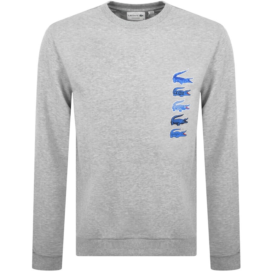 Image number 1 for Lacoste Logo Crew Neck Sweatshirt Grey