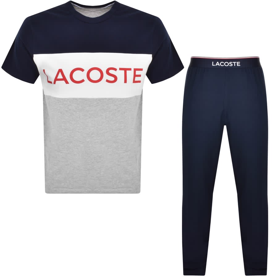 Image number 1 for Lacoste T Shirt And Shorts Pyjama Set White
