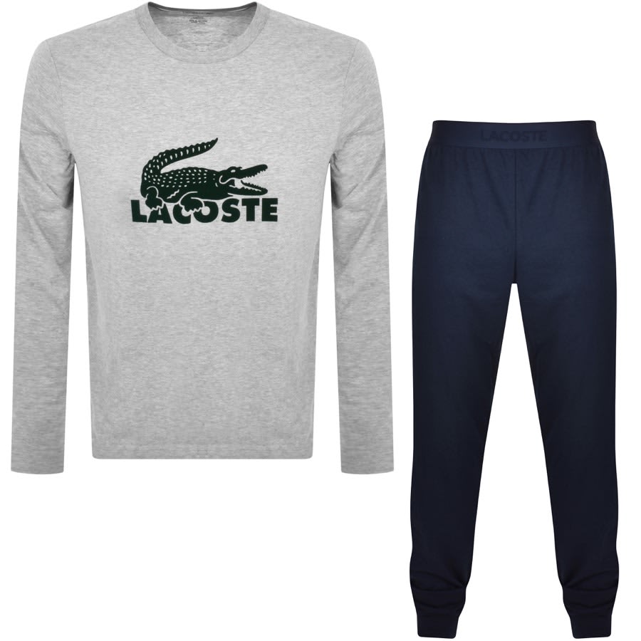 Image number 1 for Lacoste Long Sleeve Pyjama Set Grey