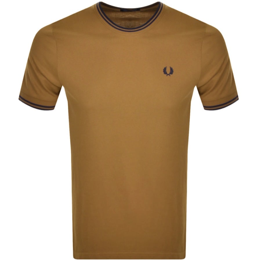 Image number 1 for Fred Perry Twin Tipped T Shirt Brown