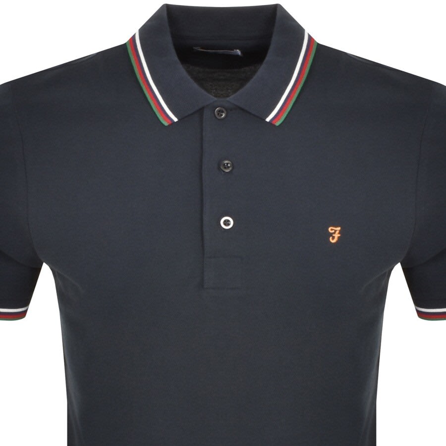 Image number 2 for Farah Vintage Alvin Tipped Polo T Shirt Navy