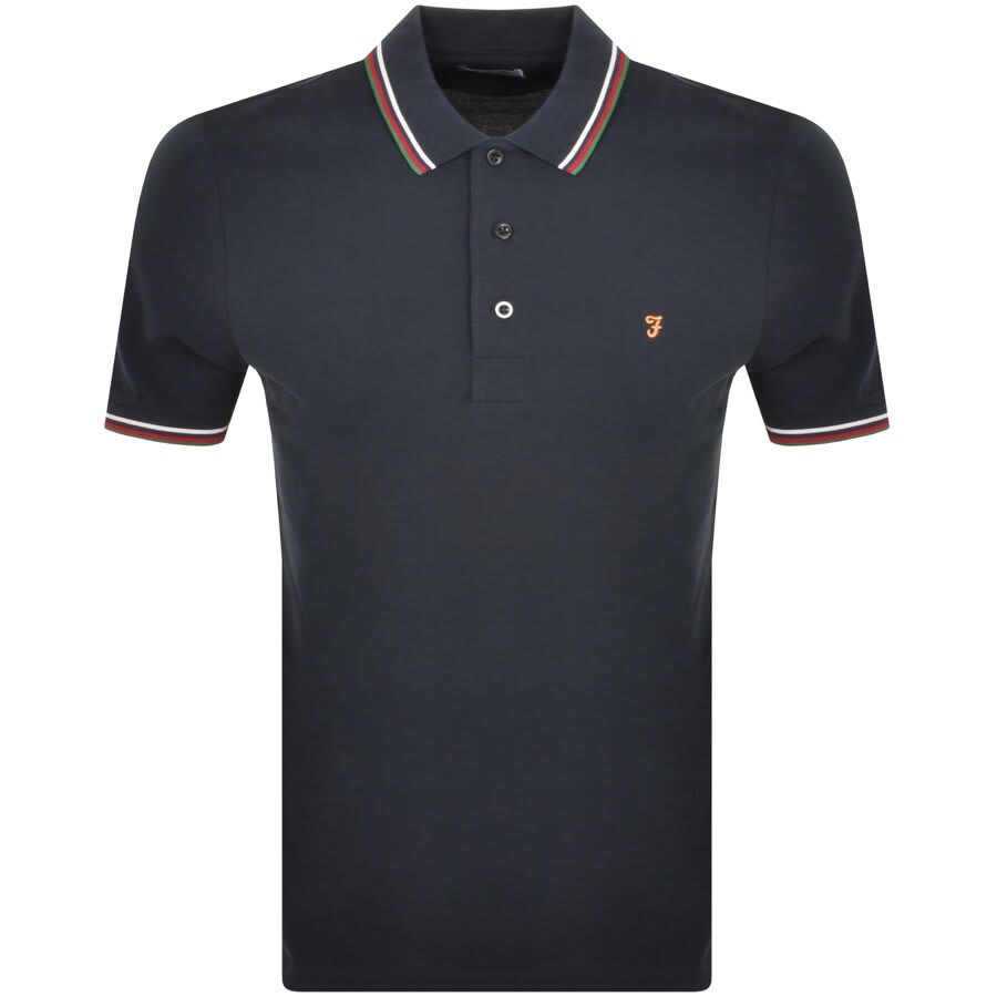 Image number 1 for Farah Vintage Alvin Tipped Polo T Shirt Navy