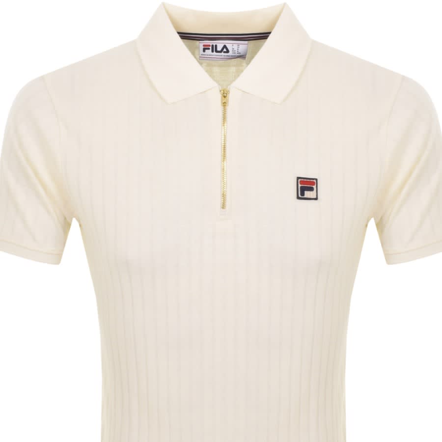 Image number 2 for Fila Vintage Rufus Zip Polo T Shirt Cream