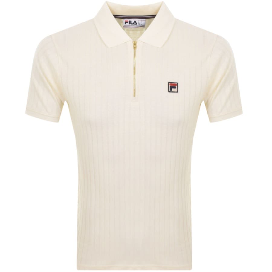 Image number 1 for Fila Vintage Rufus Zip Polo T Shirt Cream