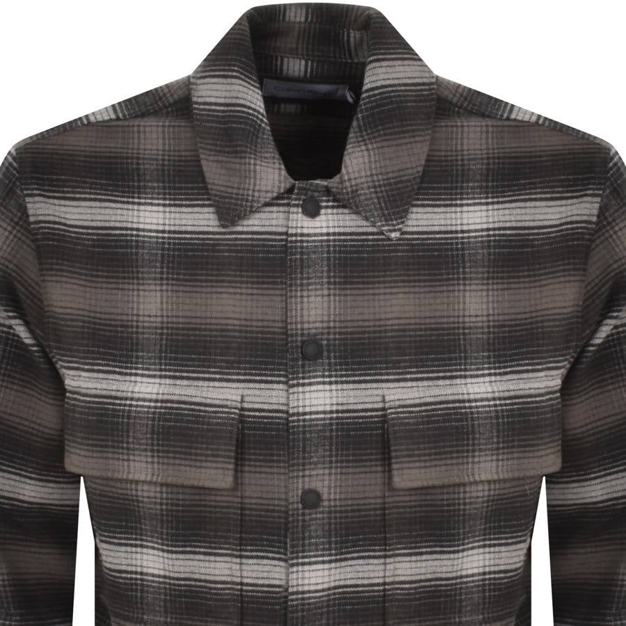 Image number 2 for Calvin Klein Flannel Overshirt Jacket Black