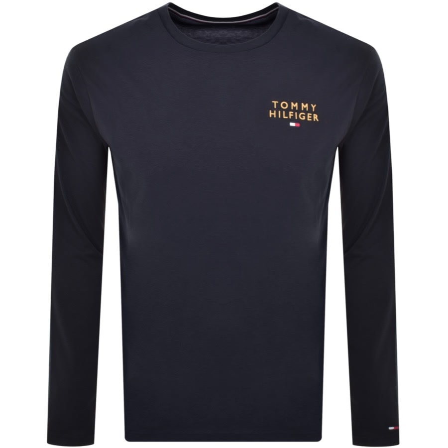 Image number 1 for Tommy Hilfiger Logo Long Sleeved T Shirt Navy
