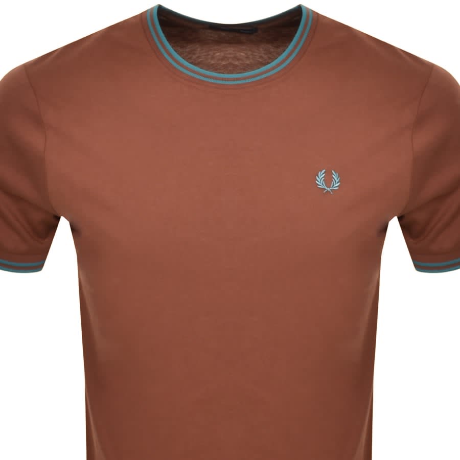 Image number 2 for Fred Perry Twin Tipped T Shirt Brown