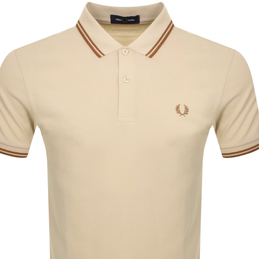 Image number 2 for Fred Perry Twin Tipped Polo T Shirt Beige