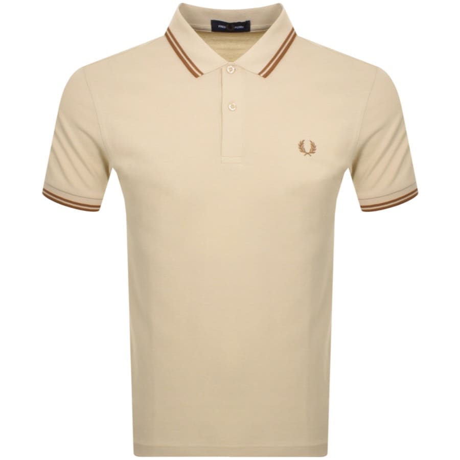 Image number 1 for Fred Perry Twin Tipped Polo T Shirt Beige