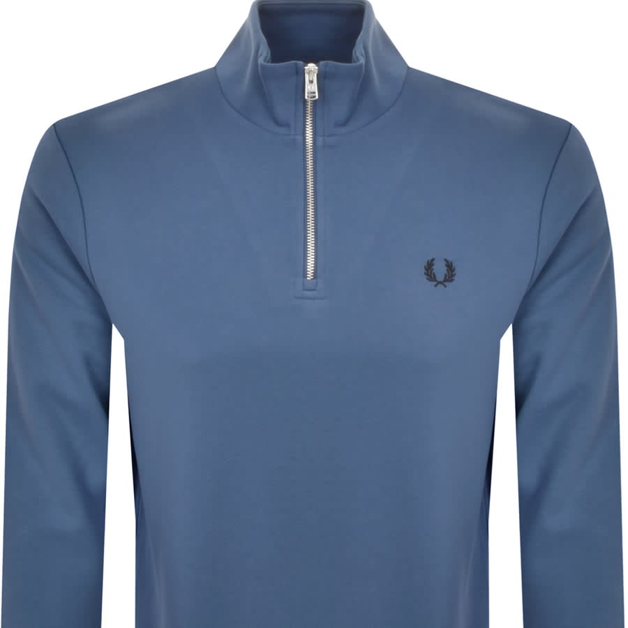 Image number 2 for Fred Perry Half Zip Sweatshirt Blue