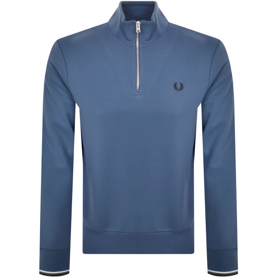 Image number 1 for Fred Perry Half Zip Sweatshirt Blue