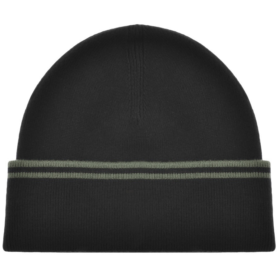Image number 2 for Fred Perry Twin Tipped Ribbed Beanie Hat Black