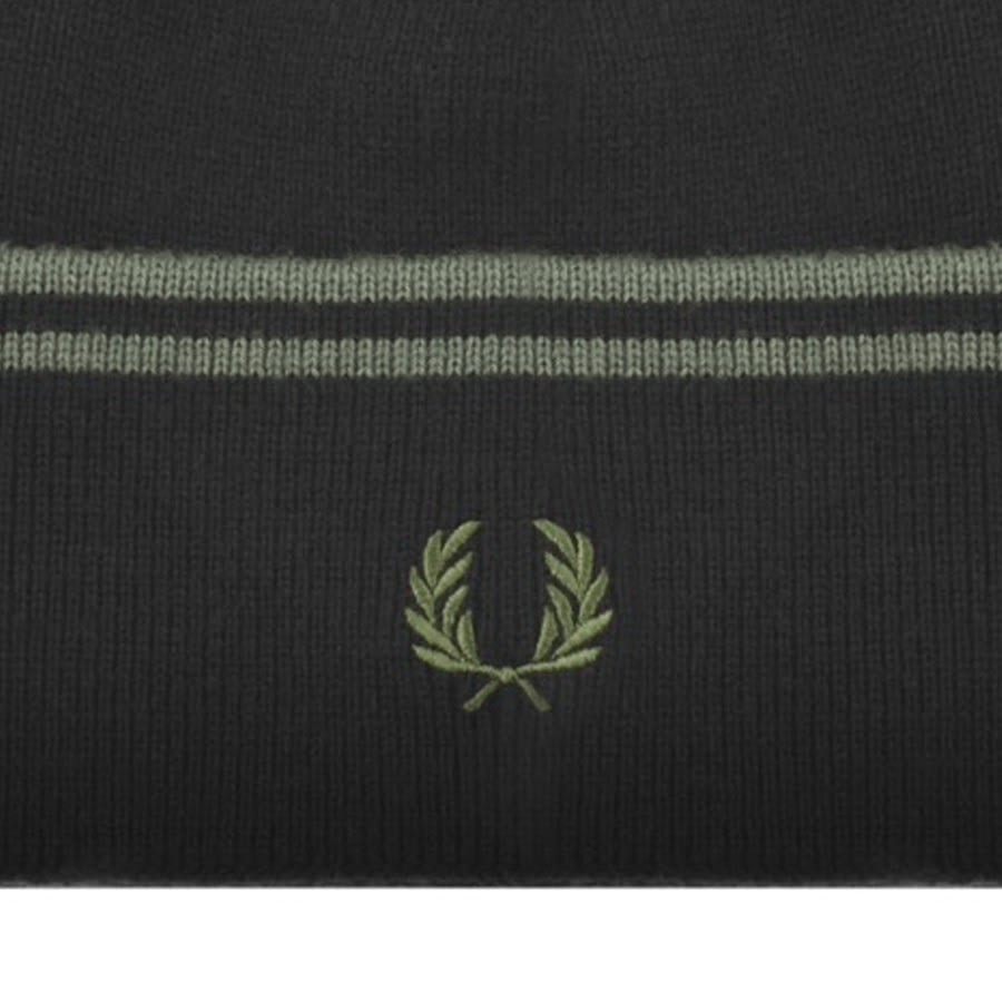 Image number 3 for Fred Perry Twin Tipped Ribbed Beanie Hat Black