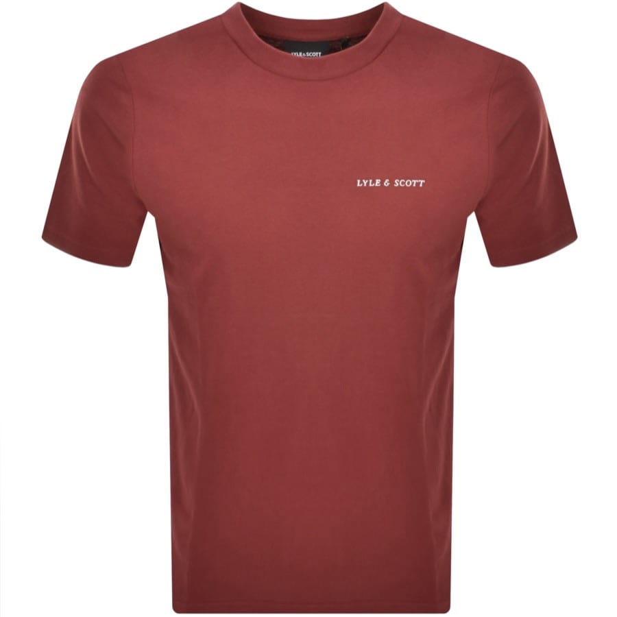 Image number 1 for Lyle And Scott Embroidered Logo T Shirt Burgundy