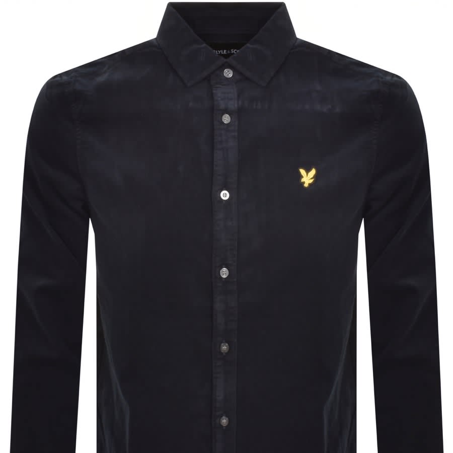 Image number 2 for Lyle And Scott Needle Cord Long Sleeve Shirt Navy