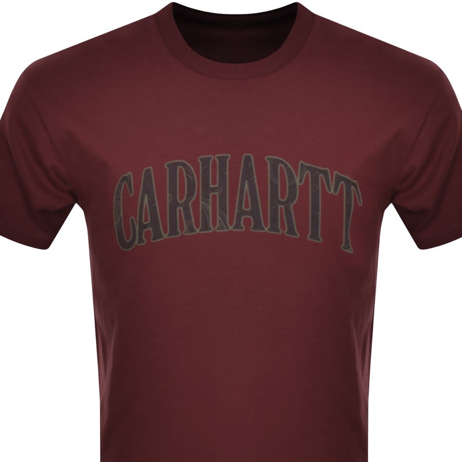 Image number 2 for Carhartt WIP Paisley Logo T Shirt Burgundy