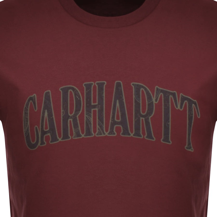 Image number 3 for Carhartt WIP Paisley Logo T Shirt Burgundy
