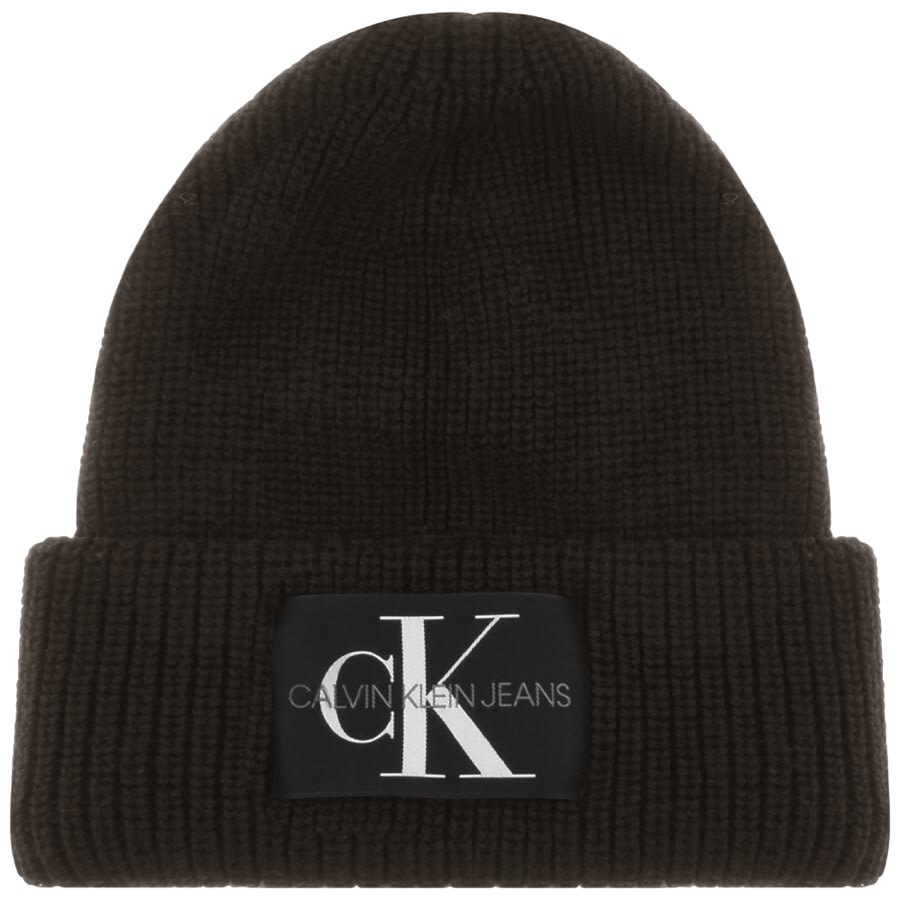 Image number 1 for Calvin Klein Jeans Knit Beanie Hat Brown
