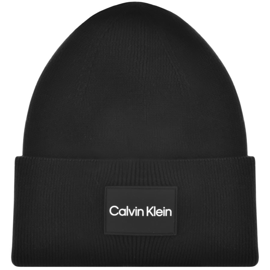 Image number 1 for Calvin Klein Fine Cotton Rib Beanie Hat Black