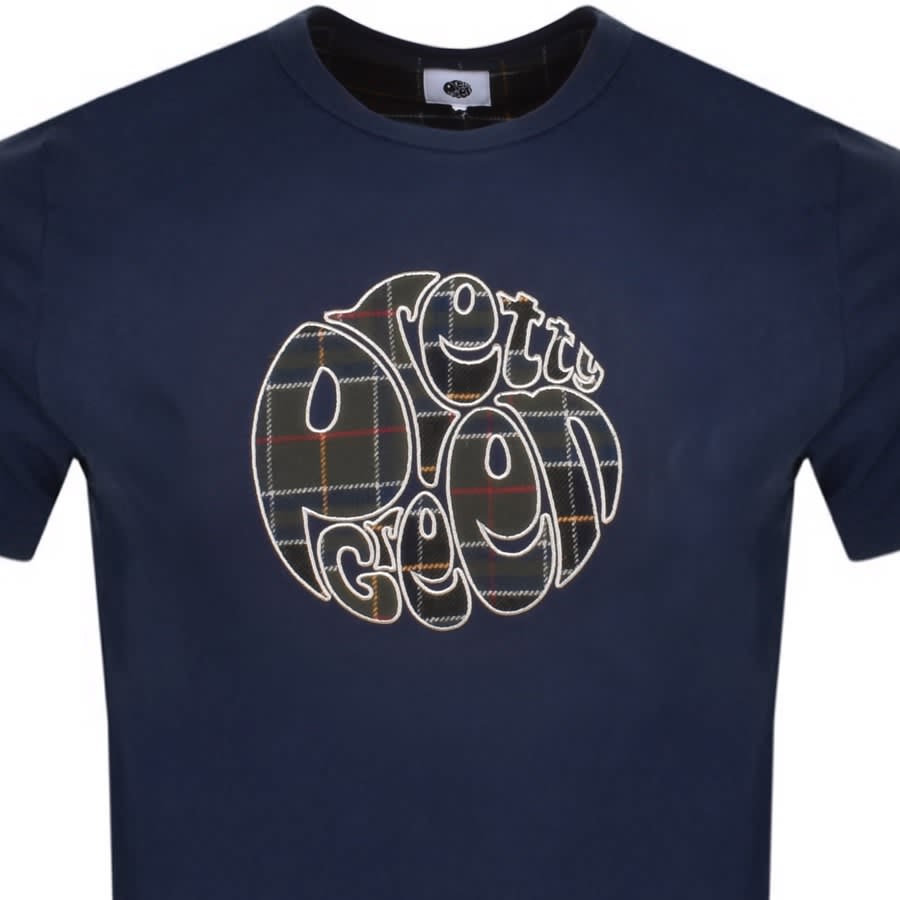Image number 2 for Pretty Green Thomas Check Logo T Shirt Navy