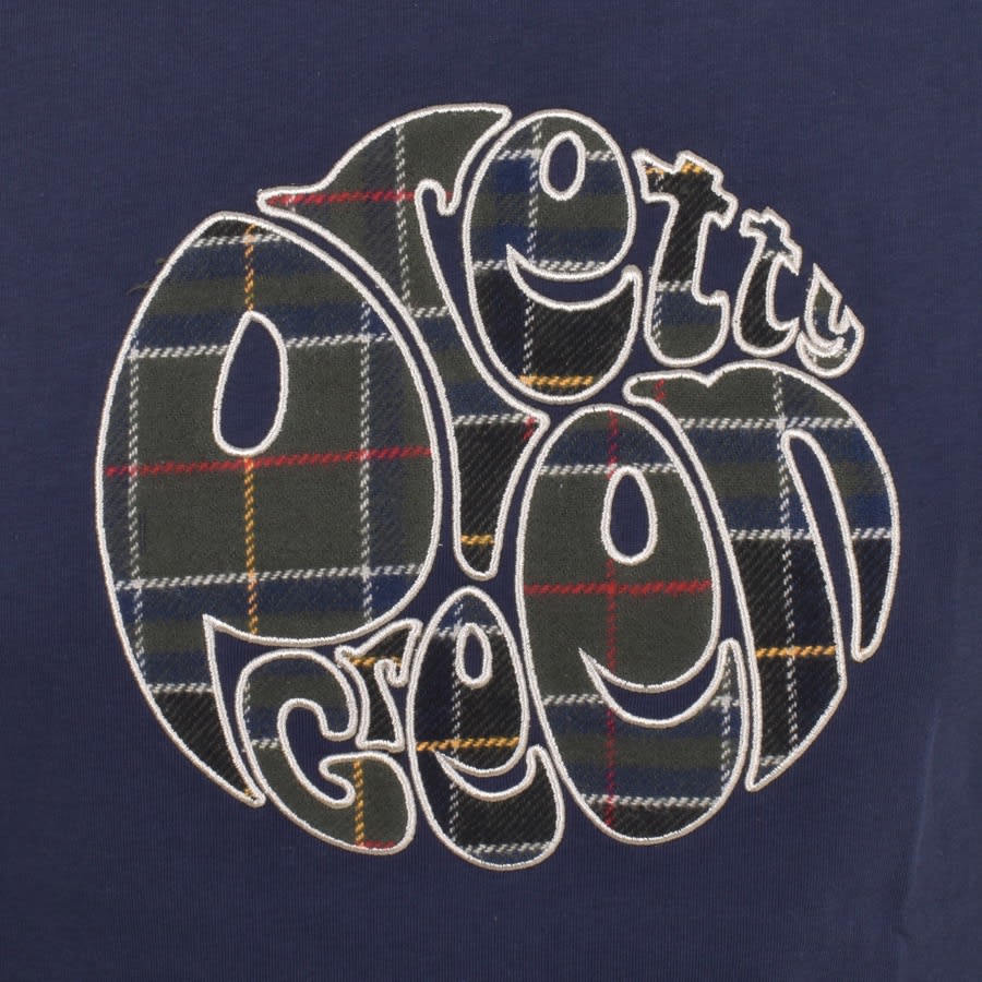 Image number 3 for Pretty Green Thomas Check Logo T Shirt Navy