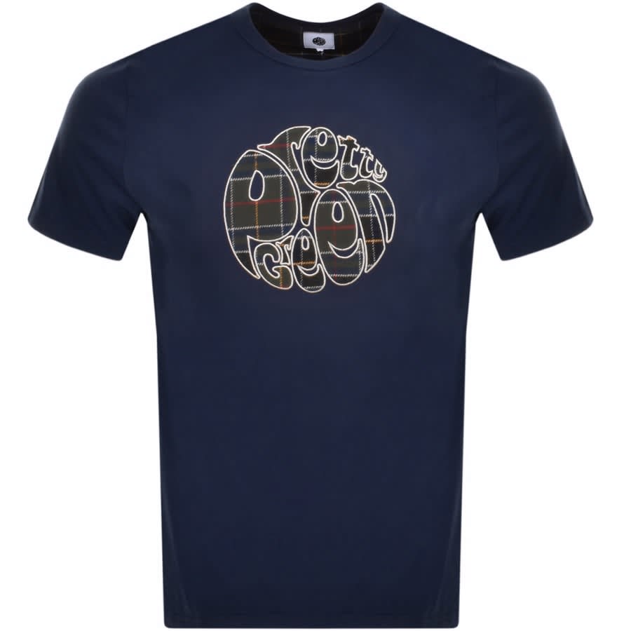 Image number 1 for Pretty Green Thomas Check Logo T Shirt Navy