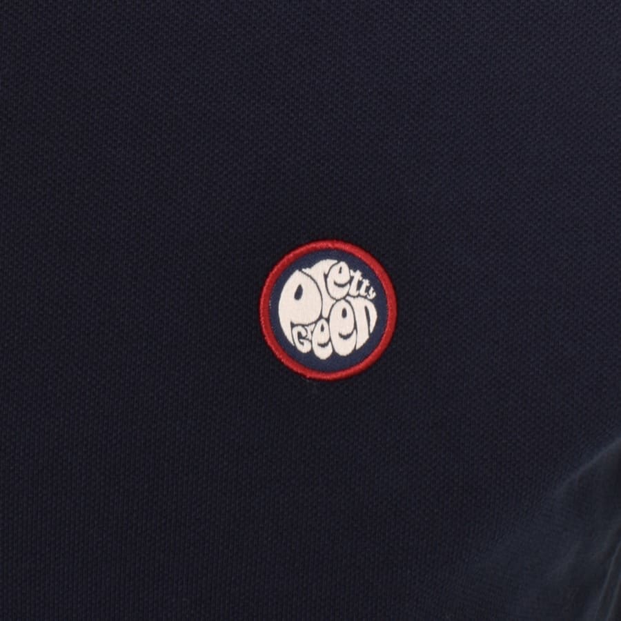 Image number 3 for Pretty Green Thomas Check Collar Polo T Shirt Navy