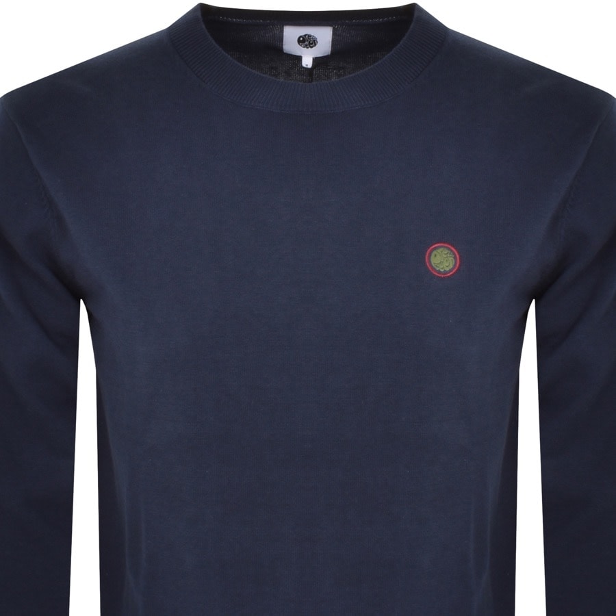 Image number 2 for Pretty Green Cotton Tipped Knit Jumper Navy