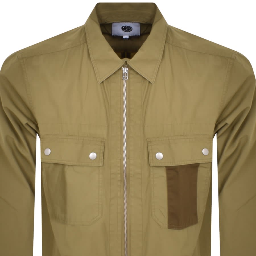Image number 2 for Pretty Green Larman Zip Overshirt Khaki