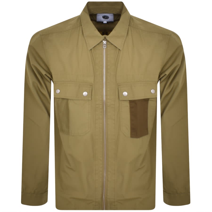 Image number 1 for Pretty Green Larman Zip Overshirt Khaki