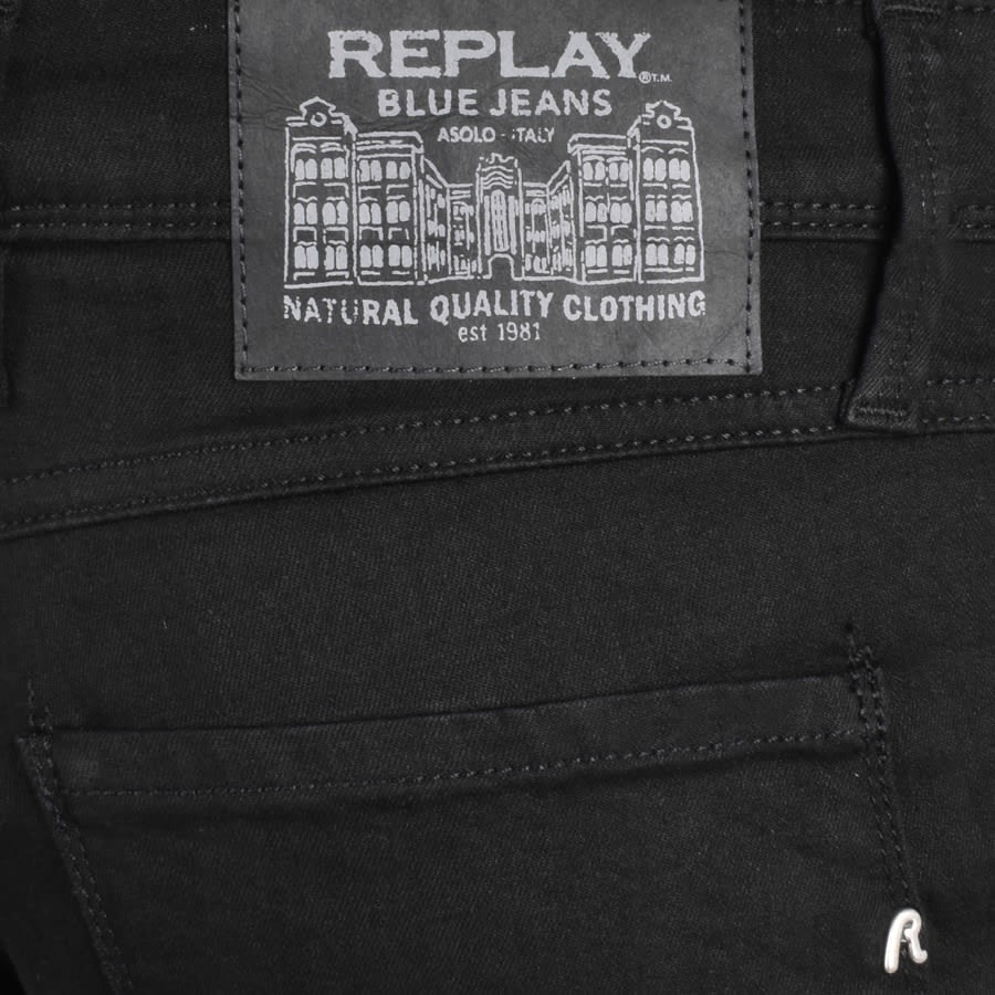 Image number 3 for Replay Anbass Power Stretch Dark Wash Jeans Black