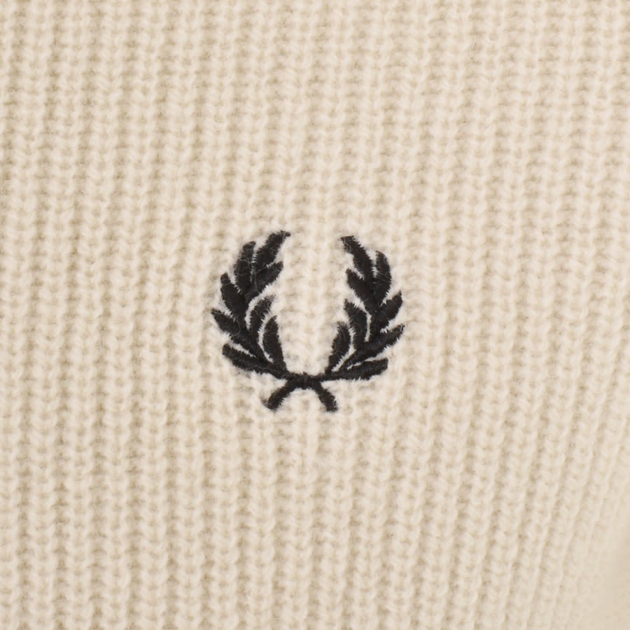 Image number 3 for Fred Perry Crew Neck Lambswool Jumper Beige