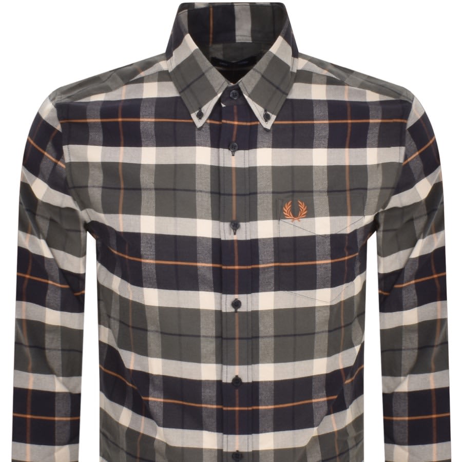 Image number 2 for Fred Perry Long Sleeved Tartan Shirt Green
