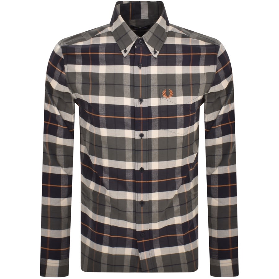 Image number 1 for Fred Perry Long Sleeved Tartan Shirt Green