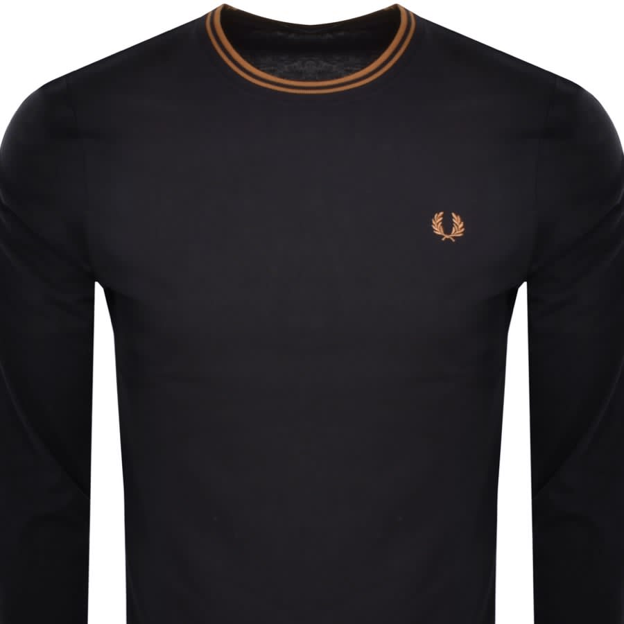 Image number 2 for Fred Perry Twin Tipped Long Sleeved T Shirt Navy
