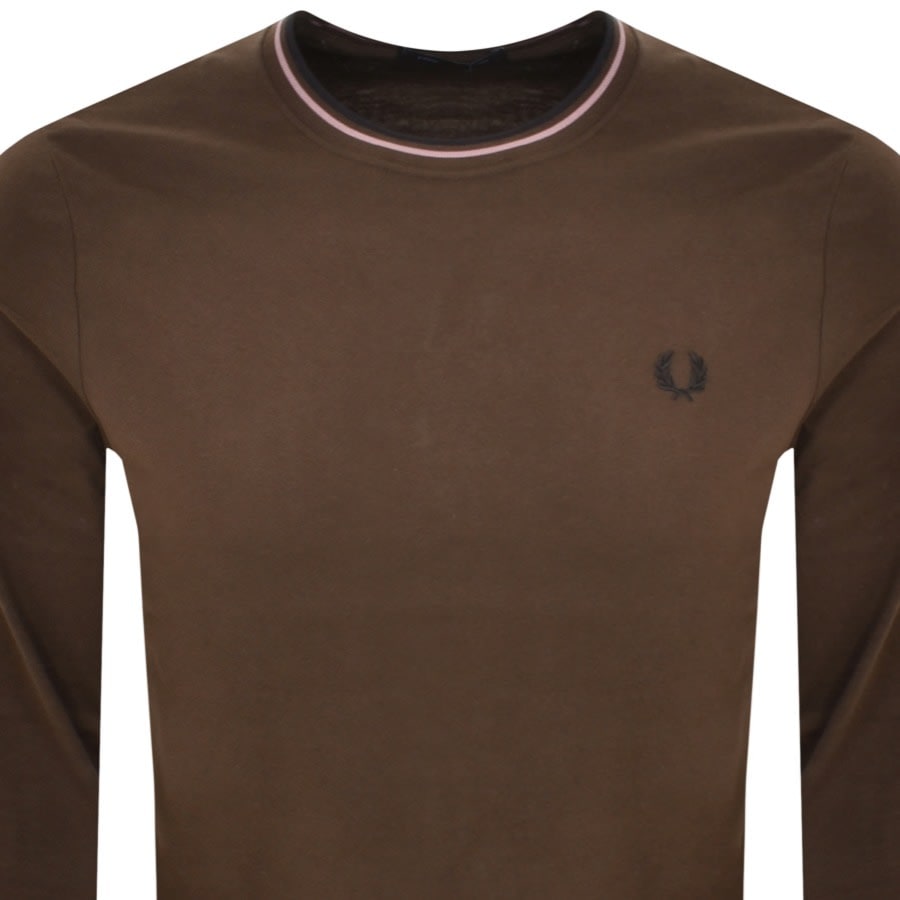 Image number 2 for Fred Perry Twin Tipped Long Sleeved T Shirt Brown