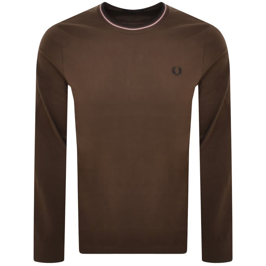 Image number 1 for Fred Perry Twin Tipped Long Sleeved T Shirt Brown