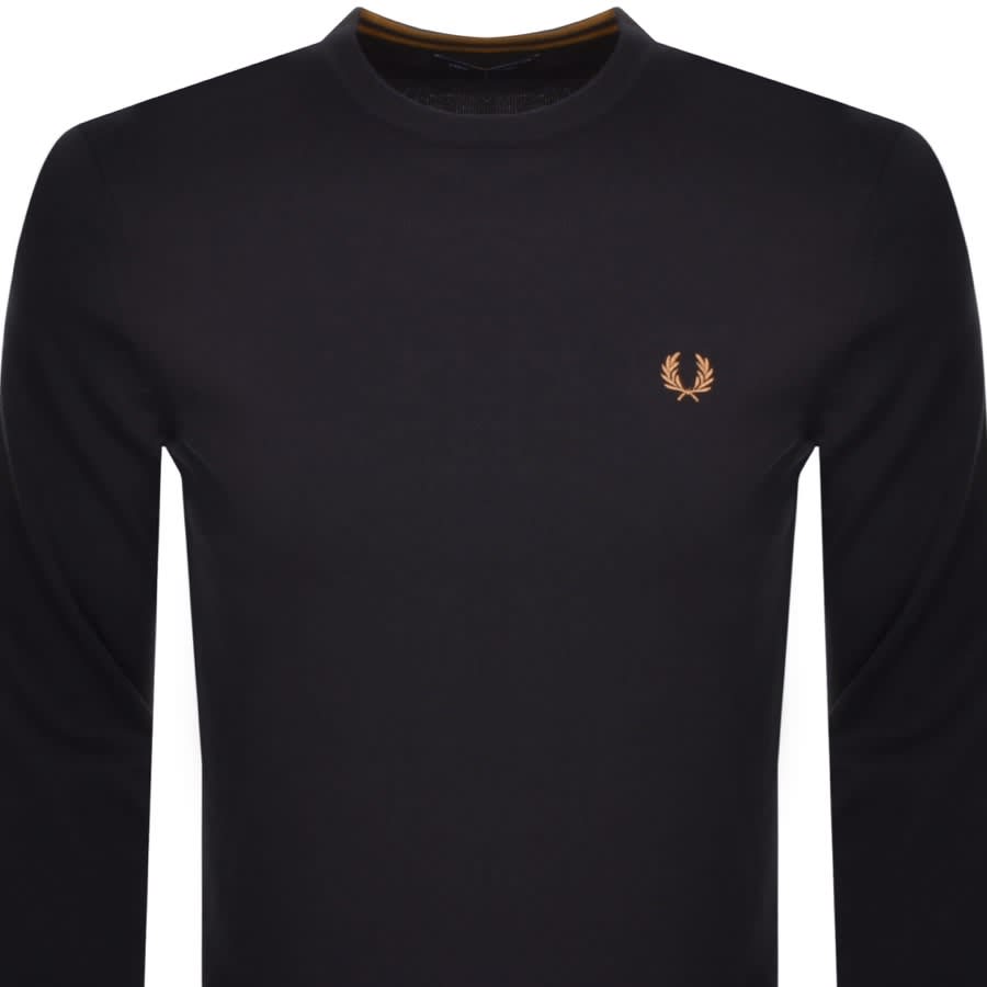 Image number 2 for Fred Perry Crew Neck Knit Jumper Navy