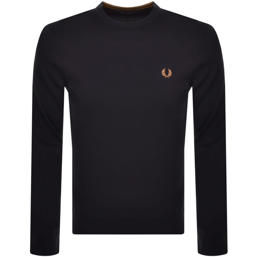 Image number 1 for Fred Perry Crew Neck Knit Jumper Navy