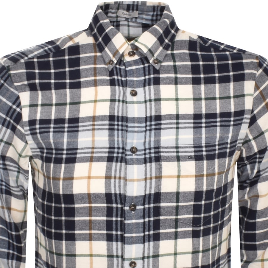 Image number 2 for Gant Check Flannel Check Long Sleeved Shirt Cream