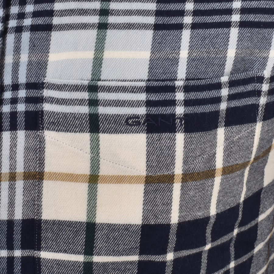 Image number 3 for Gant Check Flannel Check Long Sleeved Shirt Cream