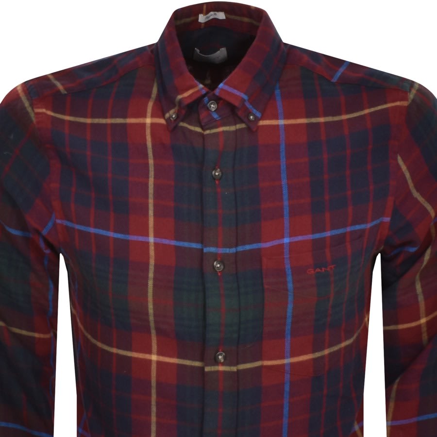 Image number 2 for Gant Check Flannel Check Long Sleeved Shirt Red