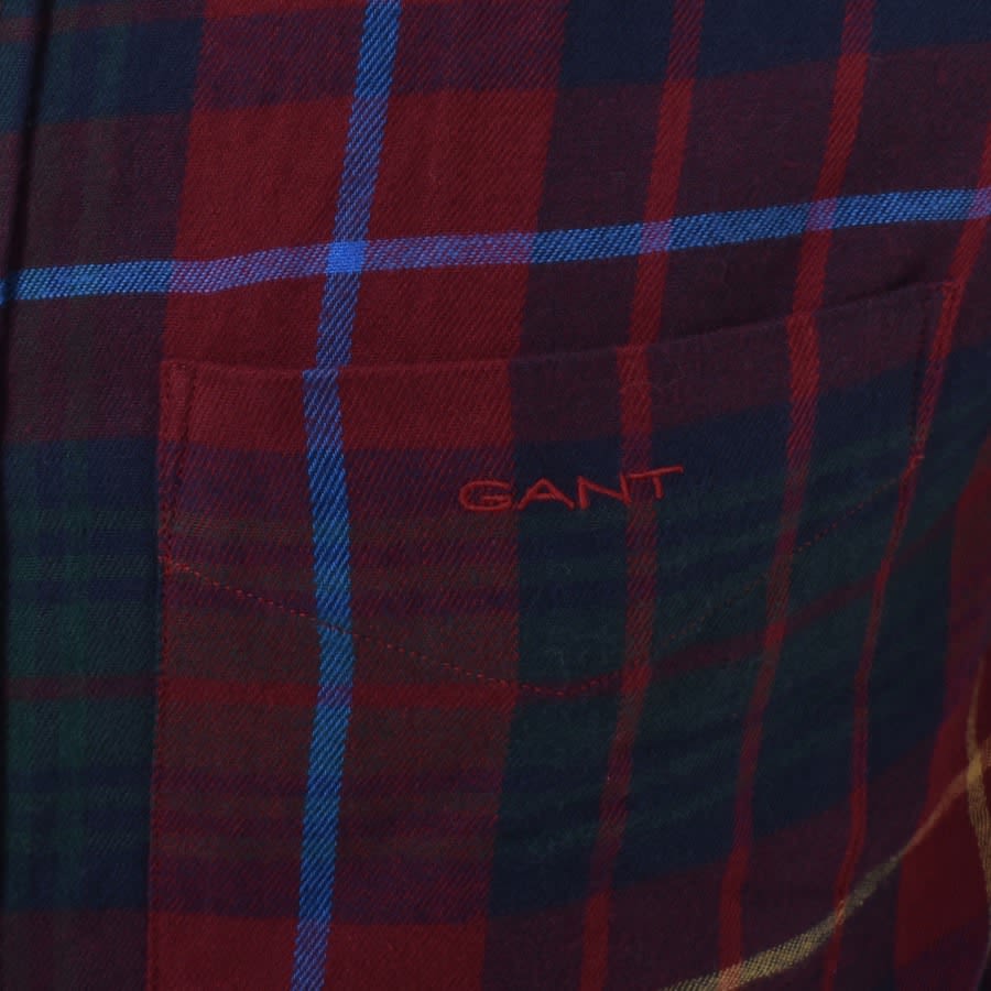 Image number 3 for Gant Check Flannel Check Long Sleeved Shirt Red