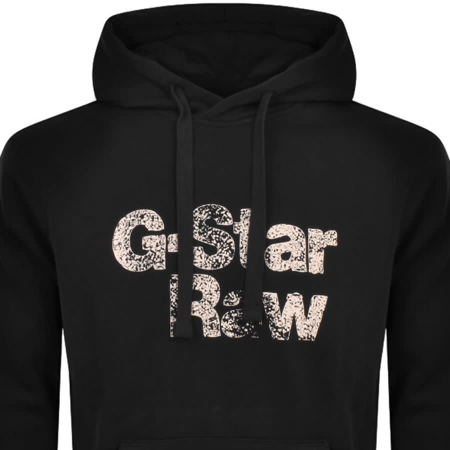 Image number 2 for G Star Raw Painted Logo Hoodie Black
